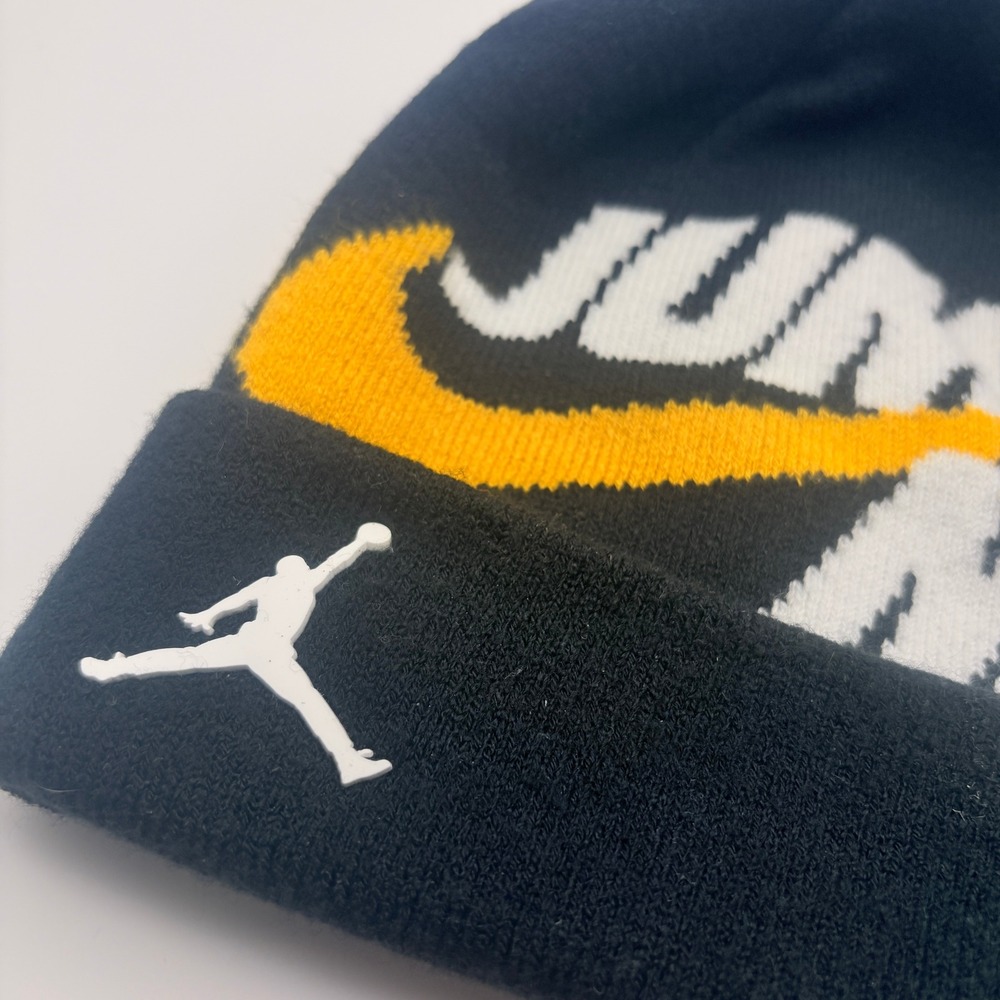 Nike Jumpman Black Yellow Youth Knit Beanie - Picture 2 of 4